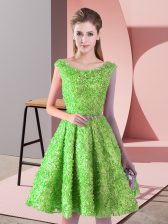 Delicate Sleeveless Belt Knee Length Homecoming Dress
