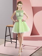Gorgeous Yellow Green Sleeveless Chiffon Zipper for Prom and Party