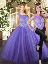 Clearance Lavender Sleeveless Beading Floor Length Ball Gown Prom Dress