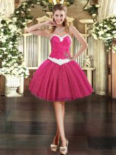  Sleeveless Lace Up Mini Length Appliques 