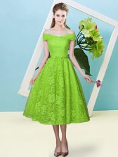  Yellow Green Off The Shoulder Neckline Bowknot Quinceanera Court Dresses Cap Sleeves Lace Up