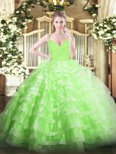  Ruffled Layers Quinceanera Gowns Zipper Sleeveless Floor Length