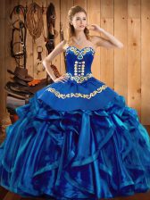  Sleeveless Embroidery and Ruffles Lace Up Quinceanera Dress