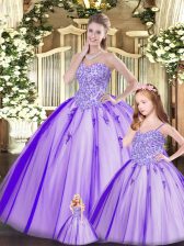  Tulle Sleeveless Floor Length Sweet 16 Quinceanera Dress and Beading