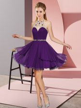  Sleeveless Zipper Mini Length Beading Prom Party Dress