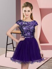 Ideal Cap Sleeves Sequins Zipper Vestidos de Damas