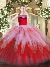 Pretty Multi-color Sleeveless Beading and Ruffles Floor Length 15 Quinceanera Dress