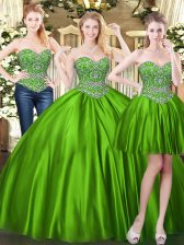  Sleeveless Beading Lace Up Sweet 16 Dress