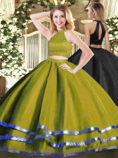 Cute Olive Green Backless Quinceanera Dresses Beading Sleeveless Floor Length
