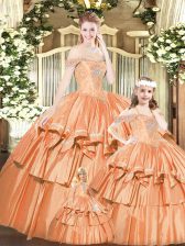  Sleeveless Beading and Ruffles Lace Up 15 Quinceanera Dress