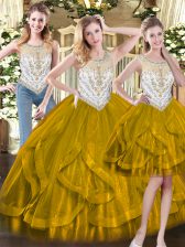 Sumptuous Sleeveless Zipper Floor Length Beading and Ruffles Sweet 16 Dress