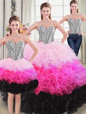  Floor Length Three Pieces Sleeveless Multi-color Sweet 16 Quinceanera Dress Lace Up