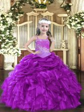  Sleeveless Beading and Ruffles Lace Up Pageant Dresses