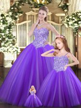 Delicate Purple Sweetheart Lace Up Beading 15 Quinceanera Dress Sleeveless