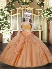 Admirable Rust Red Sleeveless Tulle Lace Up Glitz Pageant Dress for Party and Sweet 16 and Quinceanera and Wedding Party