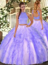 Colorful Sleeveless Backless Floor Length Beading and Ruffles 15th Birthday Dress