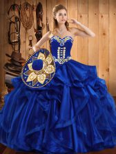 Amazing Organza Sleeveless Floor Length 15th Birthday Dress and Embroidery and Ruffles