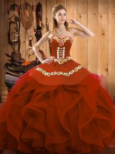  Sleeveless Lace Up Floor Length Embroidery and Ruffles Quince Ball Gowns