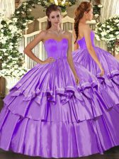 Dramatic Lilac Sweetheart Lace Up Beading and Ruffled Layers Quinceanera Dresses Sleeveless