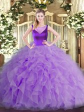  Lavender Sleeveless Organza Side Zipper 15 Quinceanera Dress for Sweet 16 and Quinceanera