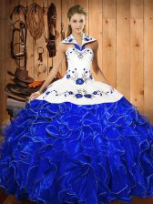 Custom Design Sleeveless Embroidery and Ruffles Lace Up 15th Birthday Dress