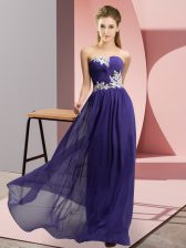  Purple Prom Evening Gown Prom and Party with Appliques Sweetheart Sleeveless Lace Up