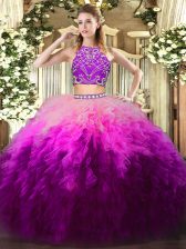 Glorious Multi-color Sleeveless Tulle Zipper Quinceanera Dresses for Military Ball and Sweet 16 and Quinceanera