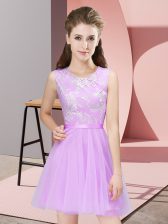 Beauteous Lace Damas Dress Lilac Side Zipper Sleeveless Mini Length