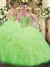 Organza Sleeveless Floor Length Sweet 16 Dress and Beading and Ruffles