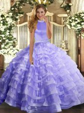 New Style Sleeveless Backless Floor Length Beading and Ruffled Layers Ball Gown Prom Dress