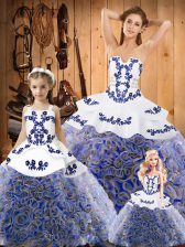 Shining Sleeveless Embroidery Lace Up Quinceanera Dresses with Multi-color Sweep Train