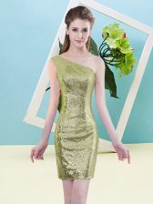 Suitable Yellow Green Sleeveless Sequins Mini Length 