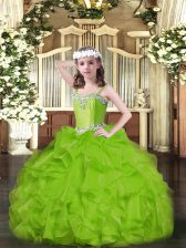 Sweet Sleeveless Beading and Ruffles Lace Up Pageant Dress Wholesale