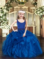 Custom Designed Scoop Sleeveless Organza Little Girls Pageant Dress Beading and Ruffles Zipper