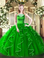  Scoop Sleeveless Quinceanera Dresses Floor Length Beading and Ruffles Organza