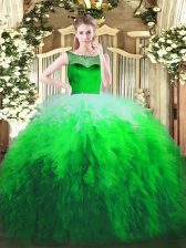  Multi-color Scoop Neckline Beading and Ruffles Sweet 16 Quinceanera Dress Sleeveless Zipper