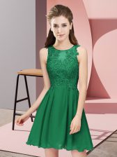  Mini Length Dark Green Dama Dress for Quinceanera Scoop Sleeveless Zipper
