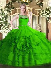  Ball Gowns Quinceanera Dresses Scoop Organza Sleeveless Floor Length Zipper