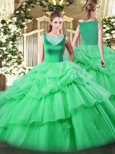  Scoop Sleeveless Side Zipper Quinceanera Dress Apple Green Organza