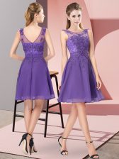 Stunning Sleeveless Zipper Knee Length Appliques Court Dresses for Sweet 16