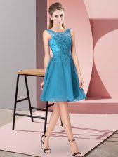 Cheap Chiffon Sleeveless Knee Length Damas Dress and Appliques