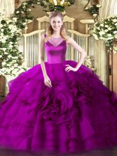  Organza Sleeveless Floor Length Quinceanera Dress and Beading and Ruffled Layers