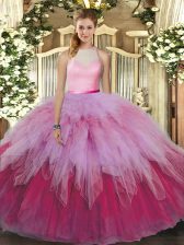 Affordable Multi-color Sweet 16 Dress Sweet 16 and Quinceanera with Beading and Ruffles High-neck Sleeveless Backless