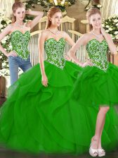  Ball Gowns Ball Gown Prom Dress Green Sweetheart Tulle Sleeveless Floor Length Lace Up