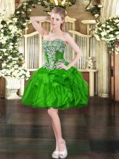  Sweetheart Sleeveless Organza Evening Dress Beading and Ruffles Lace Up