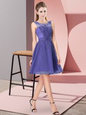  Lavender Scoop Zipper Appliques Dama Dress Sleeveless