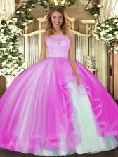 Hot Sale Tulle Sleeveless Floor Length Sweet 16 Dress and Lace and Ruffles