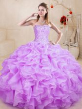  Floor Length Ball Gowns Sleeveless Lilac Ball Gown Prom Dress Lace Up