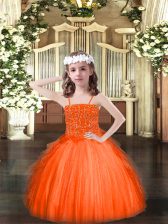  Sleeveless Beading and Ruffles Lace Up Little Girl Pageant Gowns