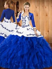  Sleeveless Embroidery and Ruffles Lace Up Sweet 16 Quinceanera Dress